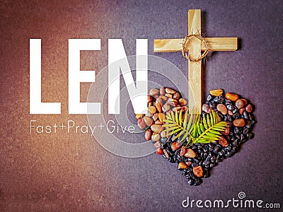 Lent Season,Holy Week and Good Friday concepts - word 'lent fast pray give' in vintage background Stock Photo