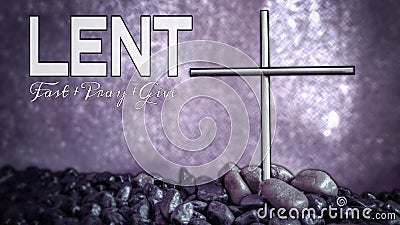 Lent Season,Holy Week and Good Friday concepts - words lent fast pray give with purple vintage background Stock Photo