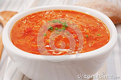 Lentil Tomato Soup Stock Photo