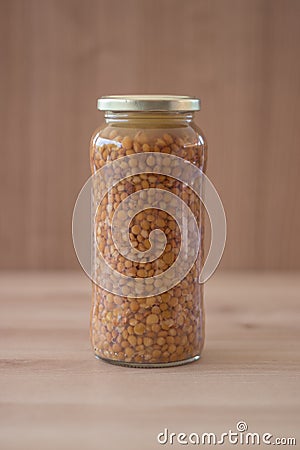 Lentils in a glass jar Stock Photo