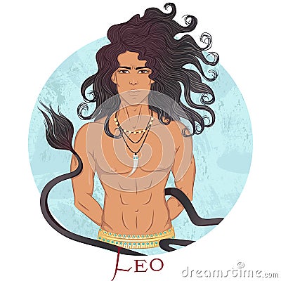 Leo as a beautiful man with swarthy skin Vector Illustration