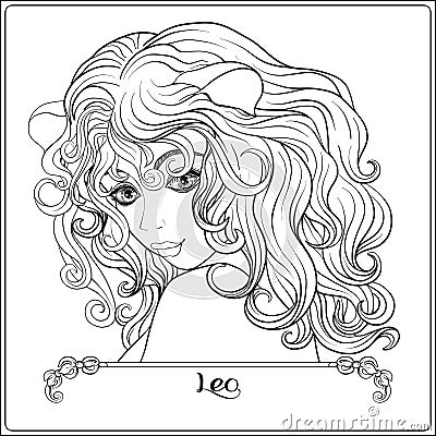 Leo. A young beautiful girl In the form of one of the signs Vector Illustration