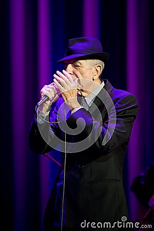 Leonard Cohen performs on stage at Sportarena Editorial Stock Photo