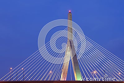 Leonard P. Zakim Bunker Hill Bridge at Night Stock Photo