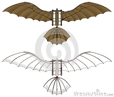 Leonardo da Vinci Flying Machine Vector Vector Illustration