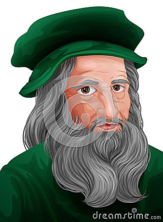 Leonardo Da Vinci Portrait Illustration Vector Illustration