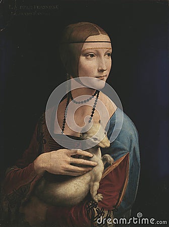 Leonardo da Vinci, Lady with an Ermine - Portrait of Cecilia Gallerani Editorial Stock Photo