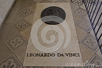 Leonardo da Vinci tomb Chateau d Amboise, Loire Valley, France - SHOT August 2015 Editorial Stock Photo