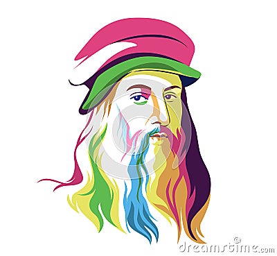 Leonardo Da Vinci vector portrait Vector Illustration