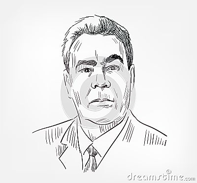 Leonid Ilyich Brezhnev was a Soviet politician famous Russian vector sketch isolated Vector Illustration