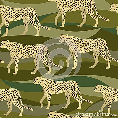 Leopard, Cheetah Surface Pattern, Panther Camouflage Repeat Pattern for Textile Design, Fabric Printing, Stationary, Packaging, Wa Vector Illustration