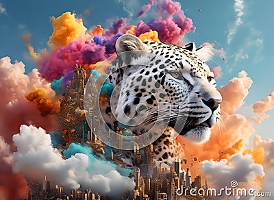 Leopard destroying the world, concept Stock Photo