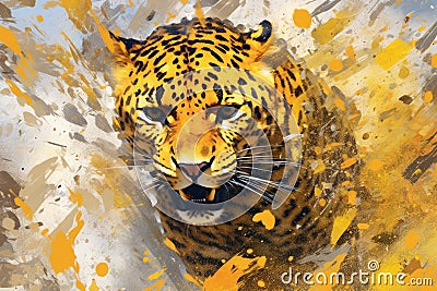 Leopard form and spirit through an abstract lens dynamic and expressive Leopard print Cartoon Illustration