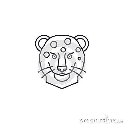 Leopard head vector line icon, sign, illustration on background, editable strokes Vector Illustration