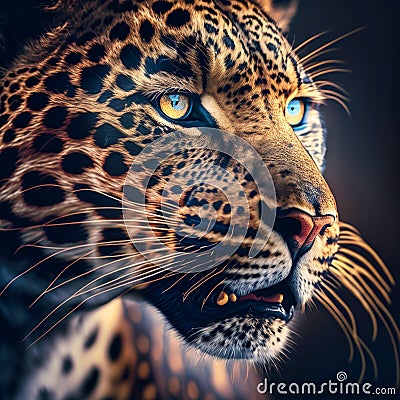 Leopard high quality closeup photorealistic, generative AI Stock Photo