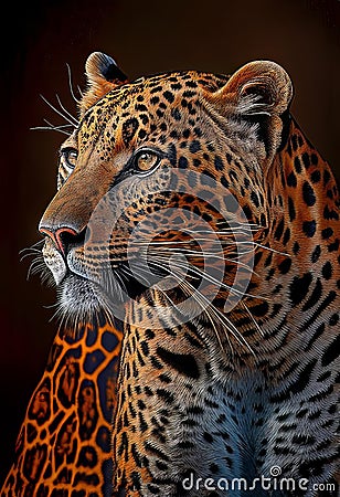 Leopard in the jungle. Orange jaguar. Illustration for advertising, cartoons, games, print media. My collection animals Stock Photo