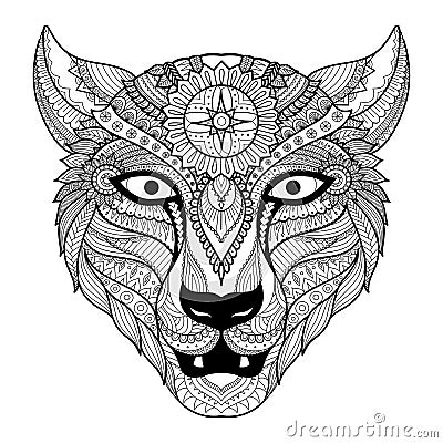 Leopard line art design for coloring book for adult, tattoo, t shirt design and so on Vector Illustration