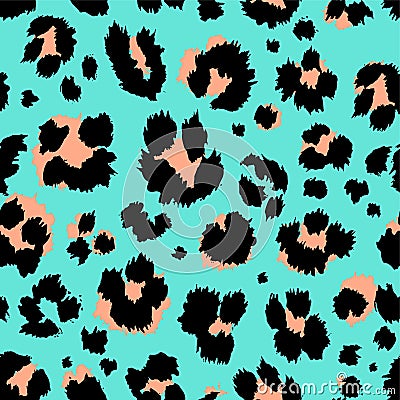 Leopard pattern design funny drawing seamless pattern. Lettering poster or t-shirt textile graphic design wallpaper Vector Illustration