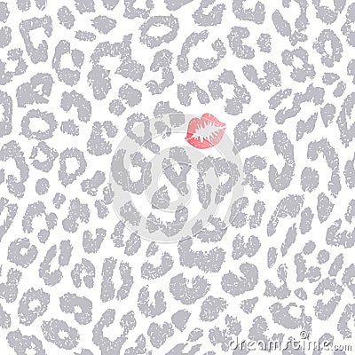 Leopard pattern with kiss print Vector Illustration