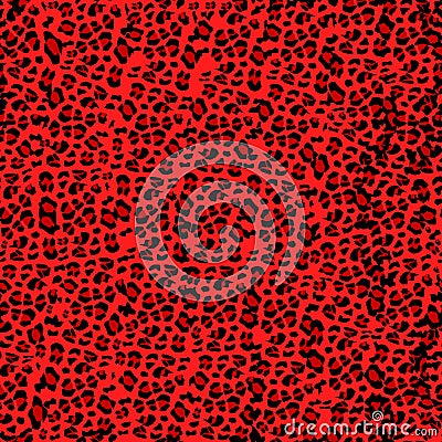 Leopard pattern. Seamless print. Realistic animal texture. Black and red spots on a beige background. Abstract repeating Stock Photo