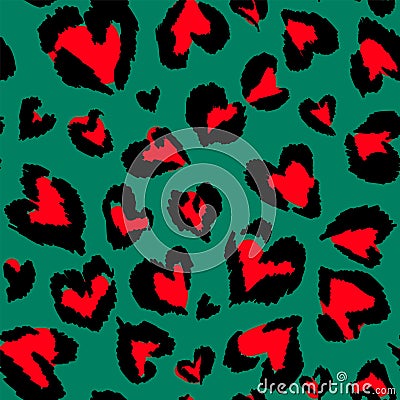 Leopard pattern. Seamless vector print. Abstract repeating pattern - heart leopard skin imitation can be painted on clothes or fab Vector Illustration