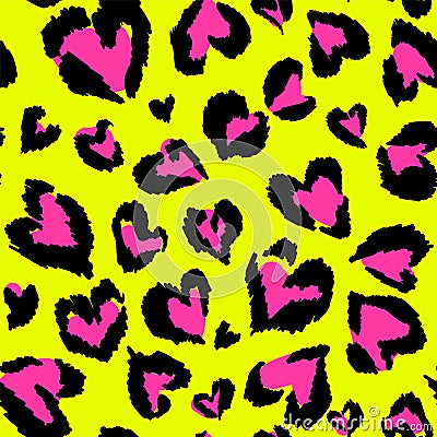 Leopard pattern. Seamless vector print. Abstract repeating pattern - heart leopard skin imitation can be painted on clothes or fab Vector Illustration