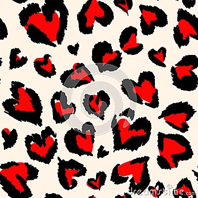 Leopard pattern. Seamless vector print. Abstract repeating pattern - heart leopard skin imitation can be painted on clothes or fab Vector Illustration