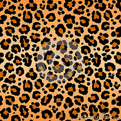 Leopard pattern texture repeating seamless orange black fur print skin Vector Illustration