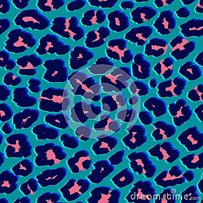 Leopard print pattern. Vector seamless texture, trendy neon colors, retro style Vector Illustration