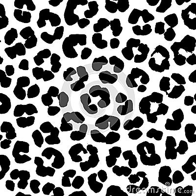 Leopard print seamless background pattern. Black and white Vector Illustration