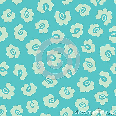 Leopard Print Seamless Vector Pattern. Leopard print design with floral elements in pastel turuoise colors. Vector Illustration