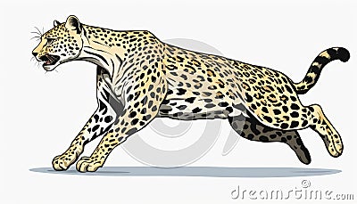 A leopard running on a white background Stock Photo