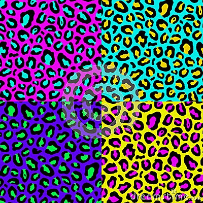 Leopard seamless pattern 80s Vector Illustration