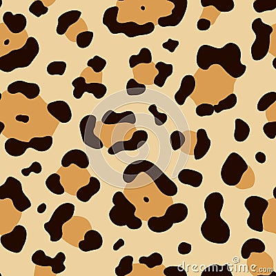 Leopard seamless pattern. Vector hand drawn wild animal leo skin, yellow cheetah texture with black and brown spots for Vector Illustration