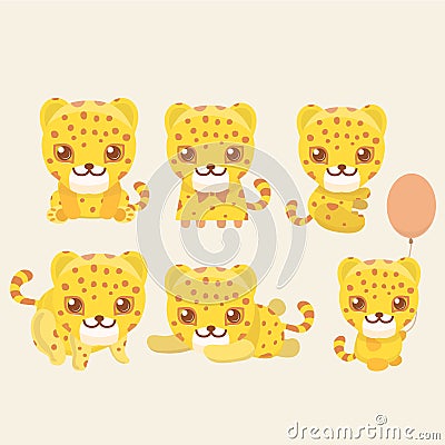 Leopard set. Vector Illustration