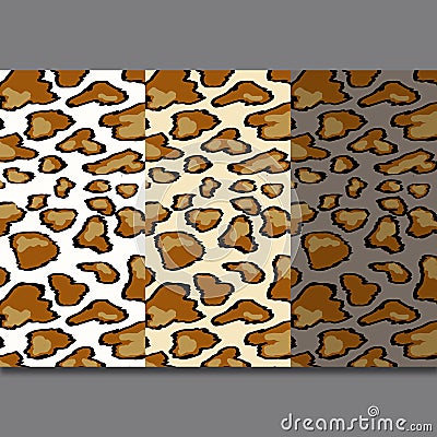 Leopard skin seamless pattern on gray background. Animal print. Stock Photo