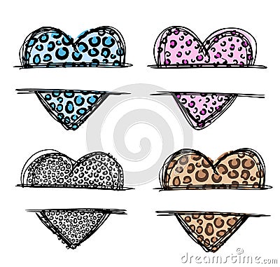 Leopard skin in shape of heart. Trendy animal print. Cartoon Illustration