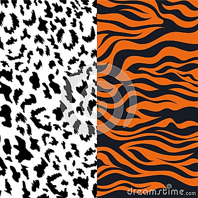 Leopard and tiger pattern print animal vector skin.seamless- funny drawing poster or t-shirt textile graphic wild design. Wallpap Vector Illustration