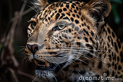 a close up of a jaguar face Stock Photo