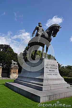 Leopold II statue - king of the Belgians Stock Photo