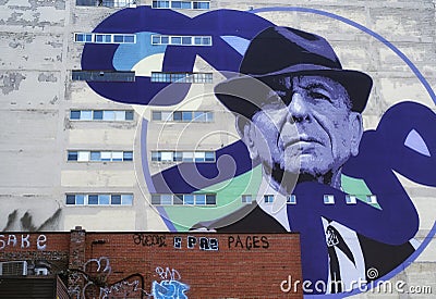 Leornard Cohen Mural Montreal Canada Editorial Stock Photo