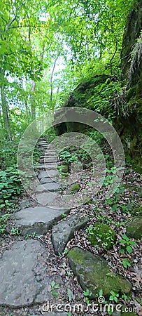 Leperchaun Trail Entrance rock path Stock Photo