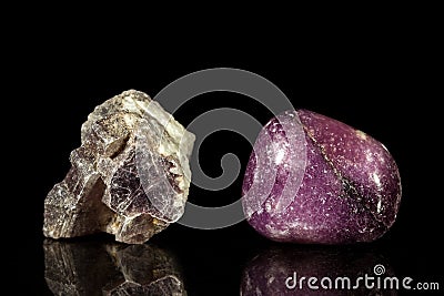 Lepidolite, uncut and Tumble finishing Stock Photo