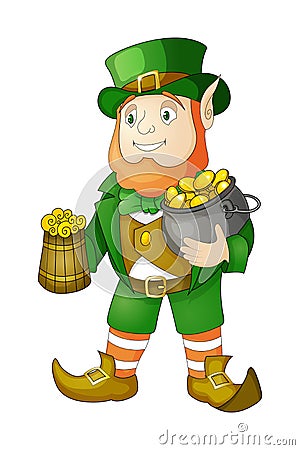 Leprechaun with beer. Illustration for saint Patricks day vector illustration Vector Illustration