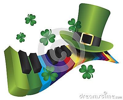 Leprechaun Hat with Rainbow Color Piano Keyboard Vector Illustration