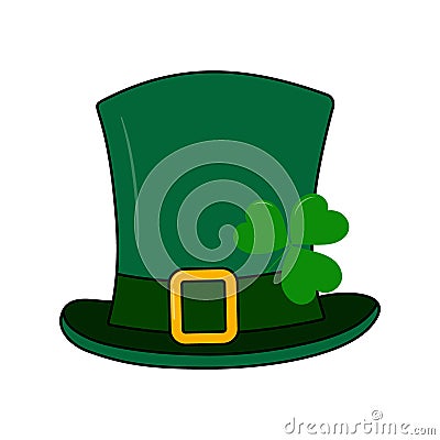 Leprechaun hat and shamrock under buckle ribbon. Isolated design element for many different uses Vector Illustration