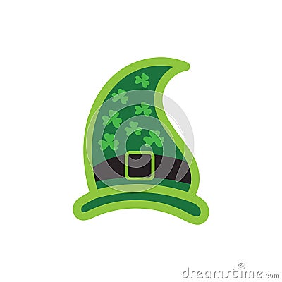 Leprechaun hat with tree leaves clover icon isolated on white background Vector Illustration