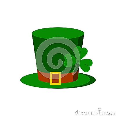 Leprechaun hat with tree leaves clover icon isolated on white background. Vector Illustration
