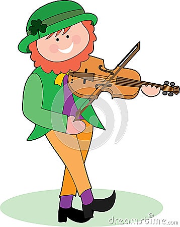 Leprechaun Playing a Violin Vector Illustration