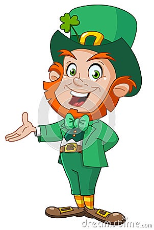 Leprechaun presenting Vector Illustration